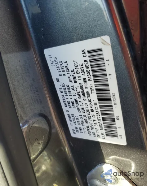 2011 Honda Accord Ex from USA, damaged, VIN 1HGCP2F75BA121811